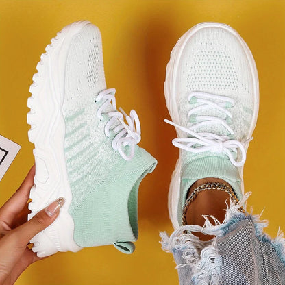 Women’s Plus-Size Flyknit Slip-On Sneakers – Breathable Sock Shoes
